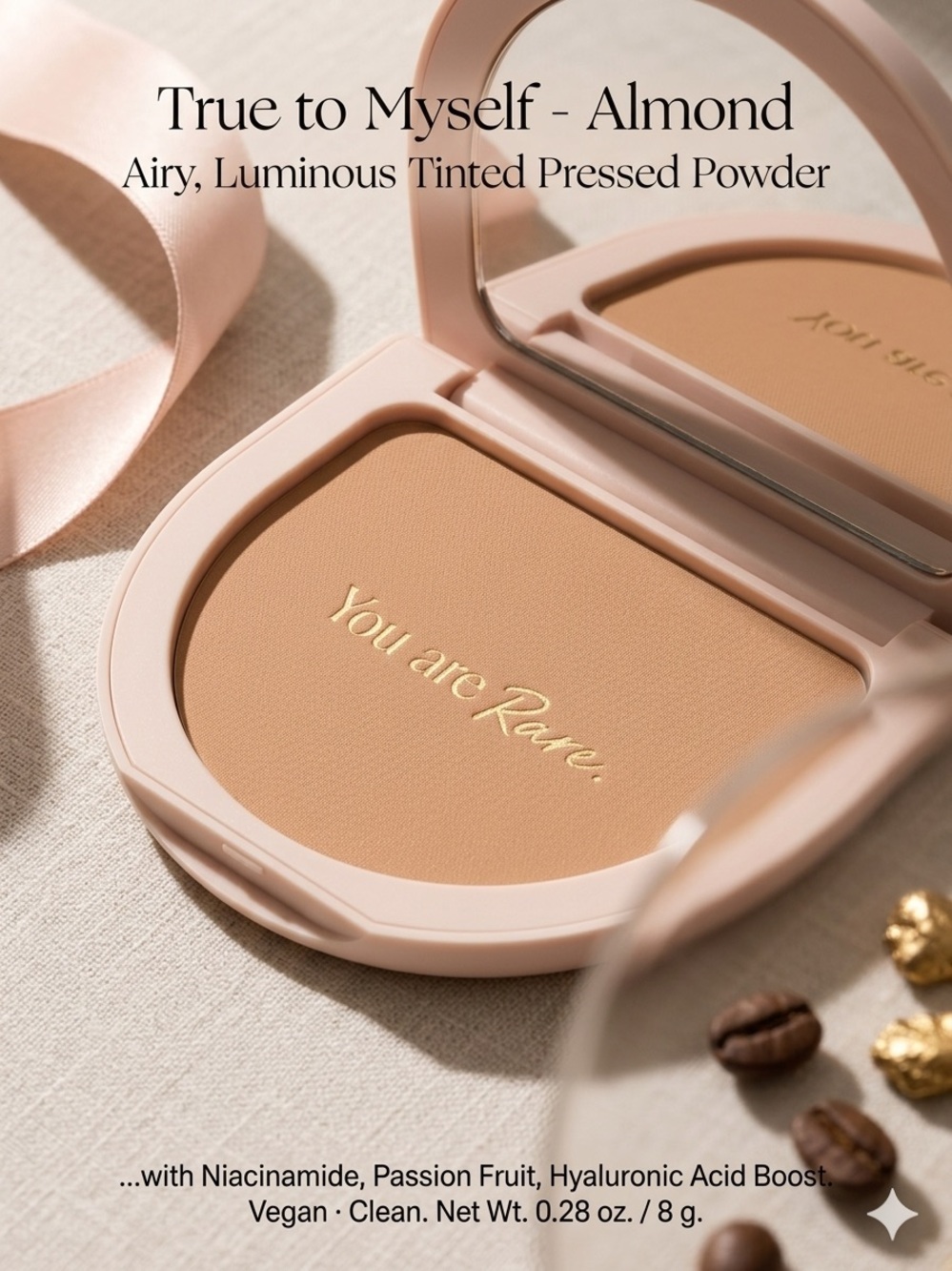 GET 2 Rare Beauty True to Myself Pressed Powder Almond 2 for the price of 1! NIB - Picture 2 of 6
